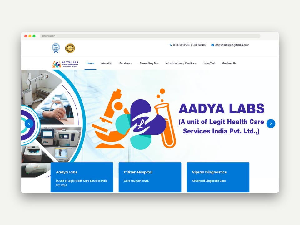 Legit India website, designed and built by Daffodil