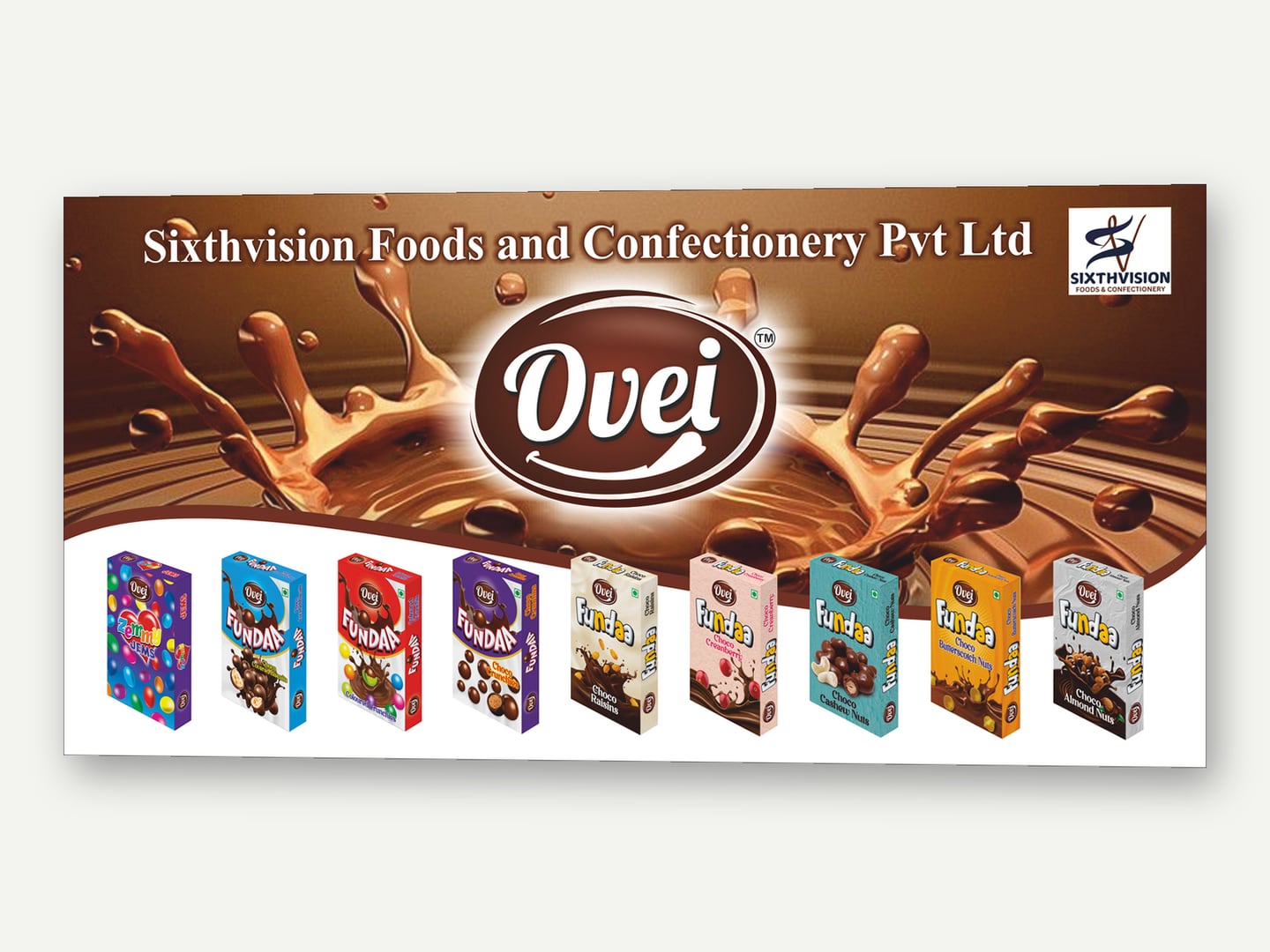 Sixthvision Foods — Ovei chocolate range banner designed and printed by Daffodil