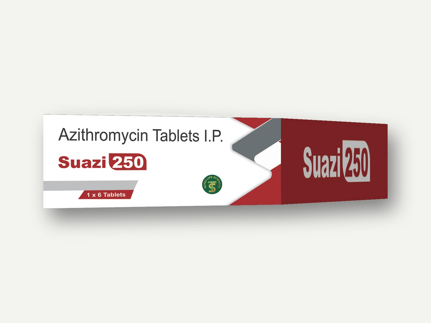 Sutej Life Sciences — Suazi 250 (Azithromycin Tablets I.P., 1x6) — Carton designed and printed by Daffodil Design & Prints, Bengaluru