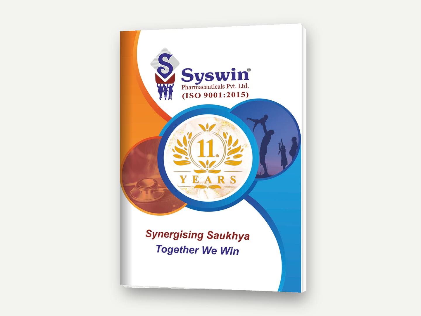 Syswin Pharmaceuticals — 'Synergising Saukhya, Together We Win' — 11 Years visual-aid cover designed and printed by Daffodil