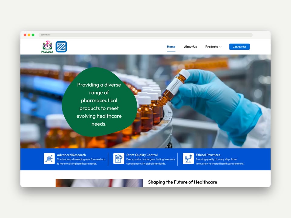 Zenvito Health Care website, designed and built by Daffodil
